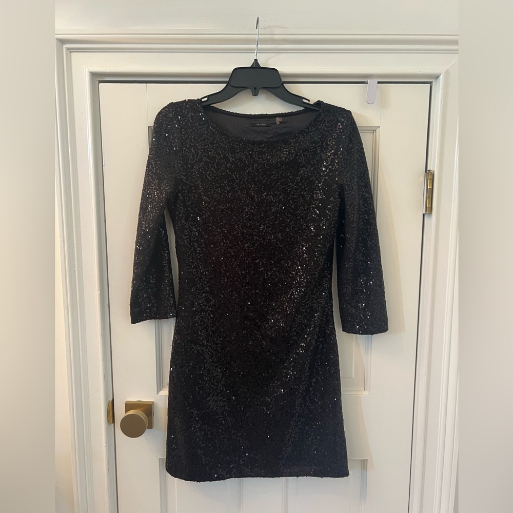 Tahari Black Sequin Mini Dress